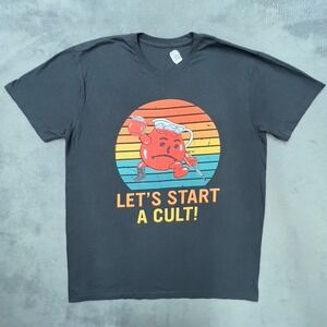 Kool Aid Man Let's Start A Cult Graphic T Shirt Mens XL Charcoal Gray